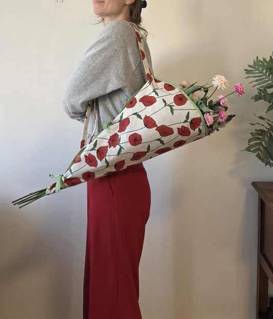 Kari Bag - Bloementas | Klaprozen op Tafelzeil